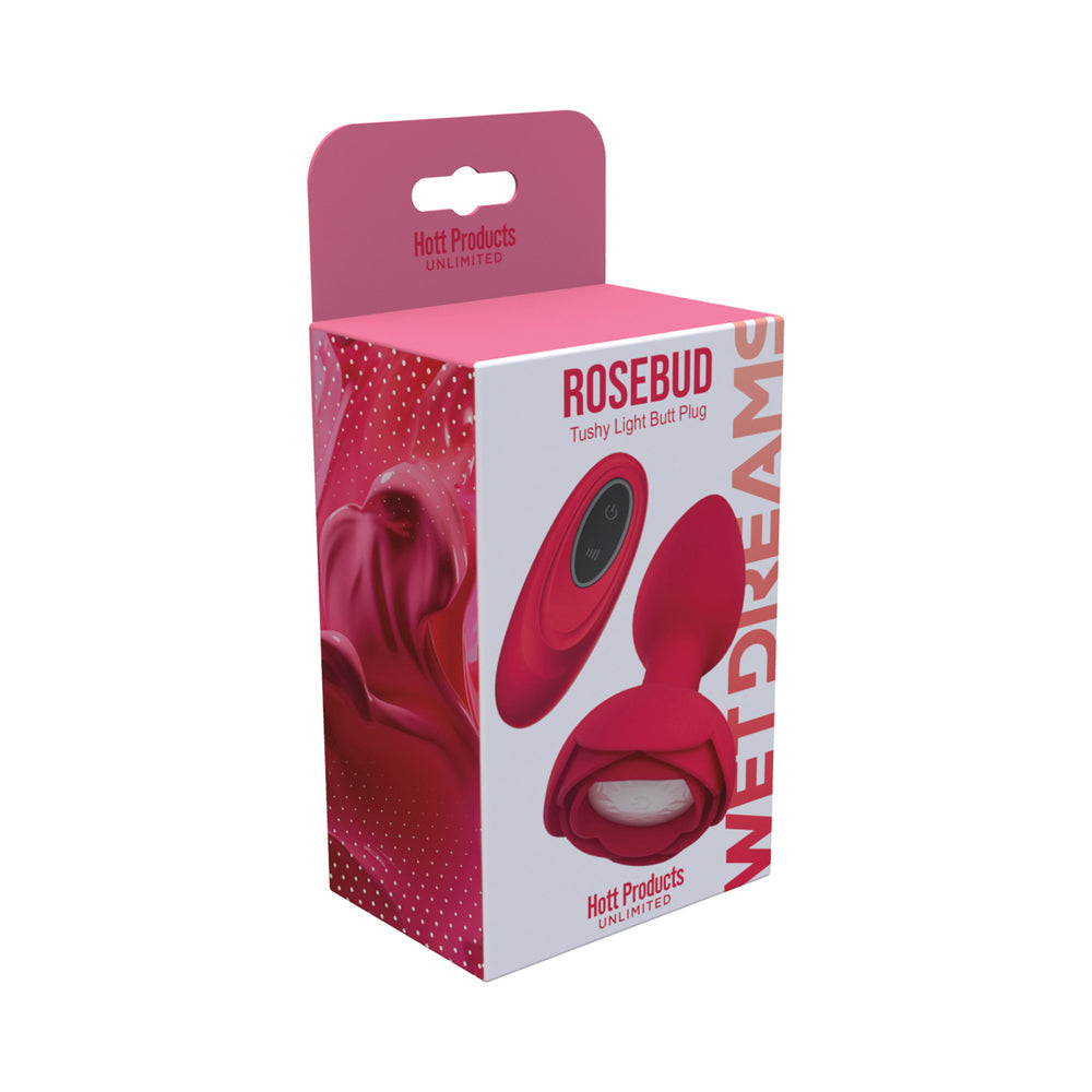 Rosebud Tushy Light Up Butt Plug - Red