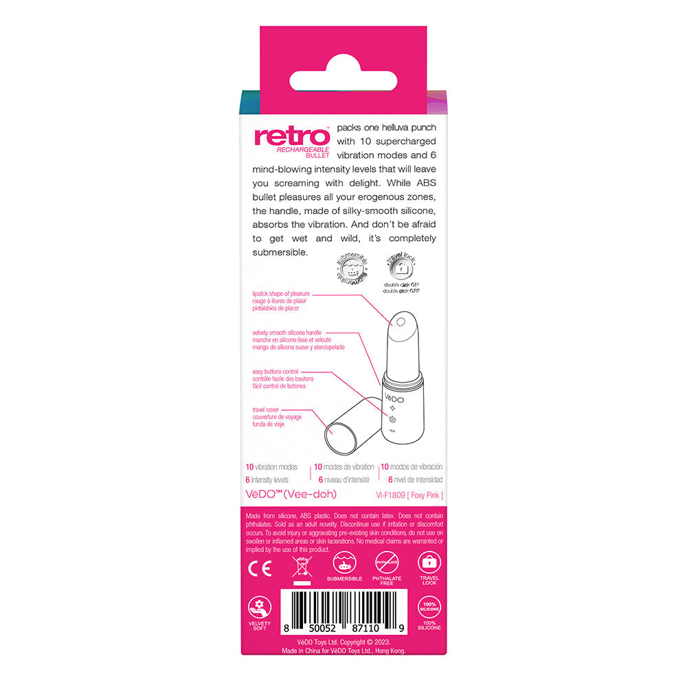 VeDO Retro Rechargeable Bullet Lip Stick Vibe - Pink