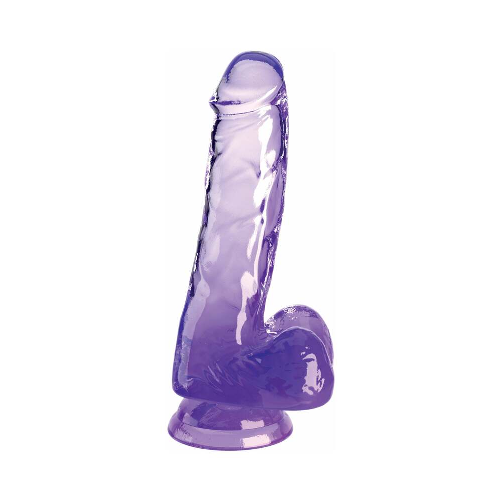 King Cock Clear 6" Cock w/Balls - Purple