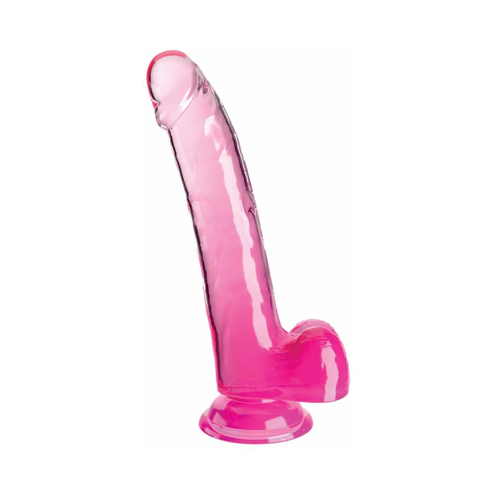 King Cock Clear 9" Cock w/Balls - Pink