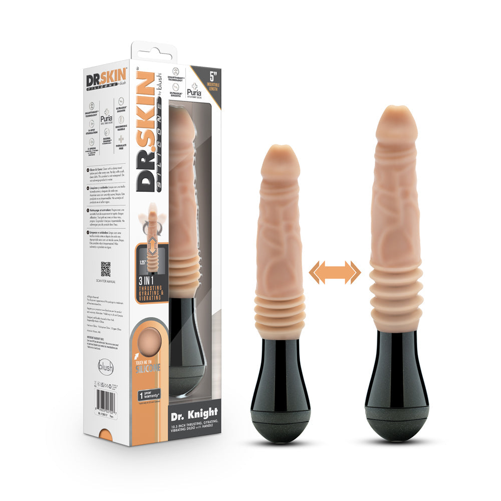 Dr. Skin Silicone Dr. Knight Thrusting Gyrating Vibrating Dildo-Beige