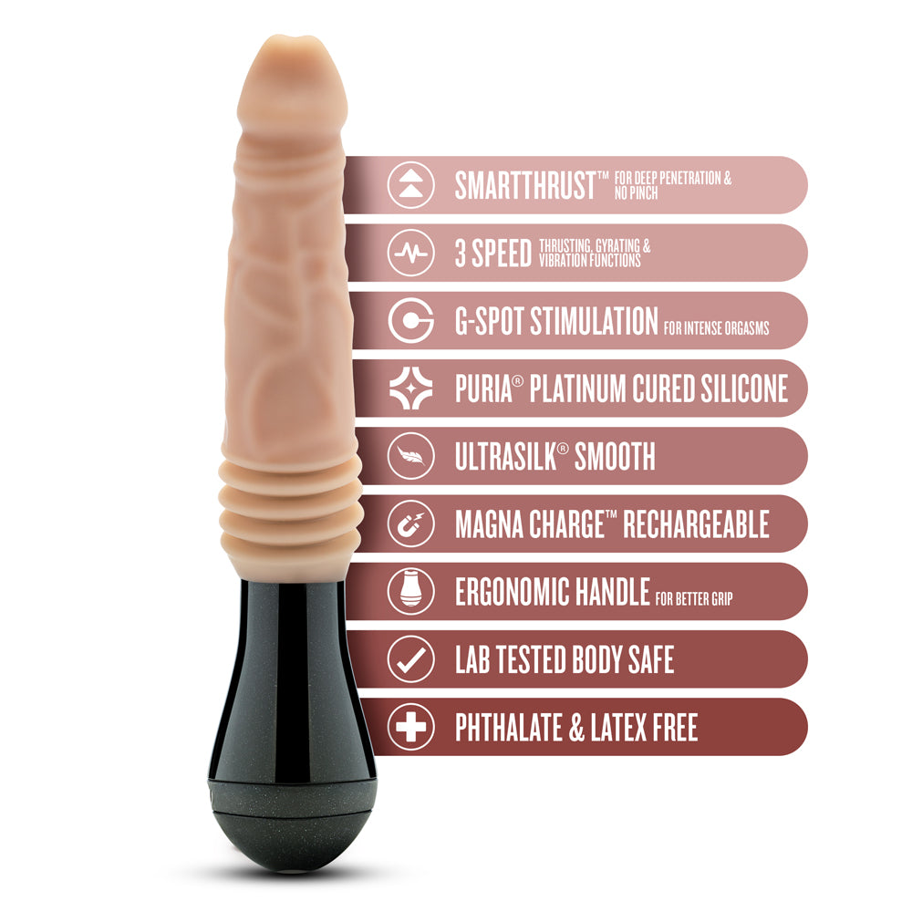 Dr. Skin Silicone Dr. Knight Thrusting Gyrating Vibrating Dildo-Beige