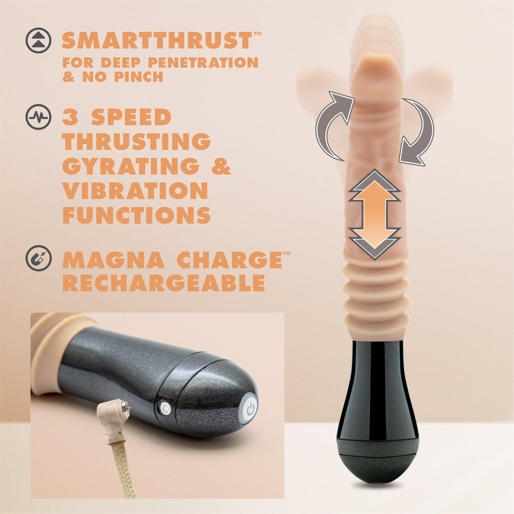 Dr. Skin Silicone Dr. Knight Thrusting Gyrating Vibrating Dildo-Beige