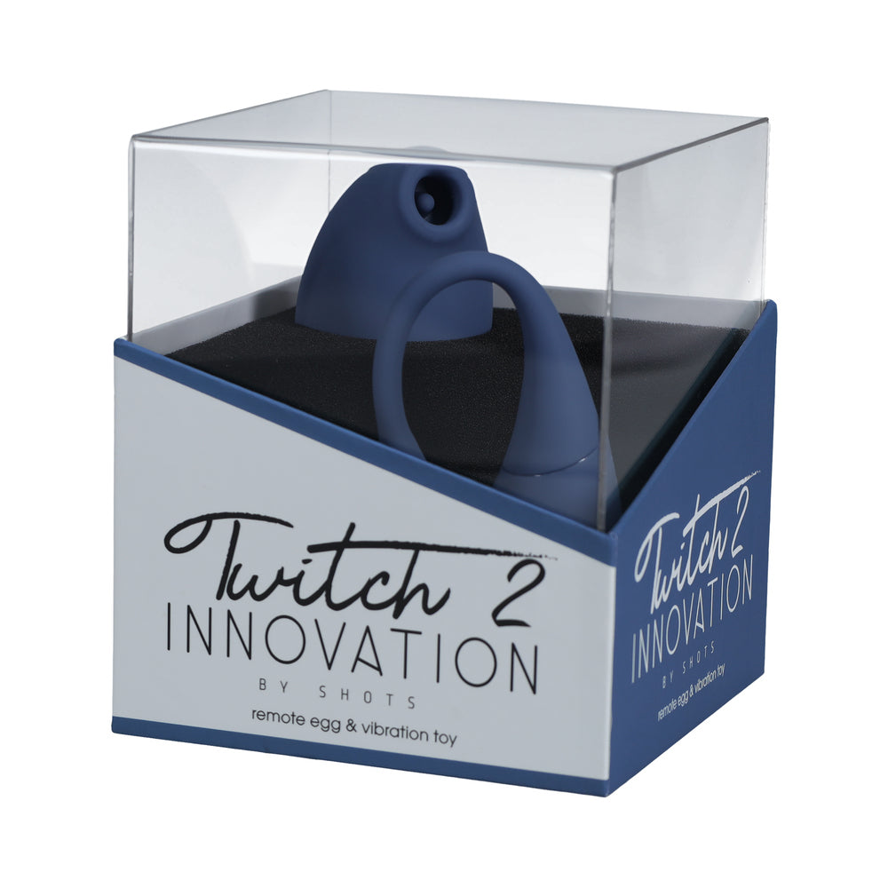 Shots Twitch 2 Vibrator w/Remote Control Vibrating Egg - Blue Grey