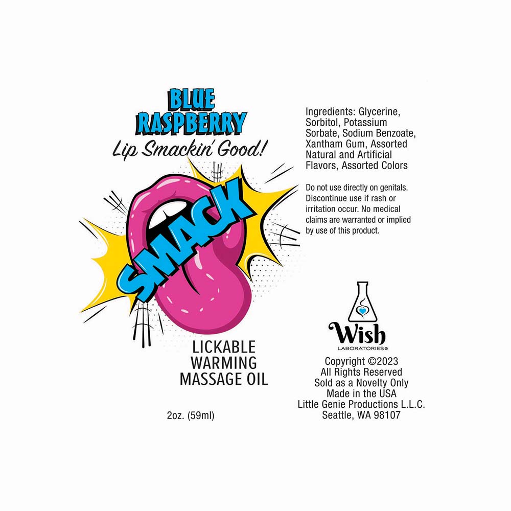 Smack Warming Massage Oil-Blue Raspberry 2oz