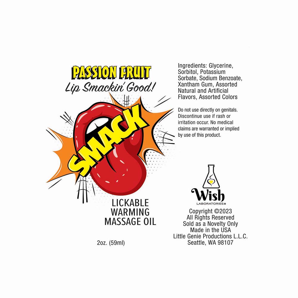 Smack Warming Massage Oil-Passion Fruit 2oz