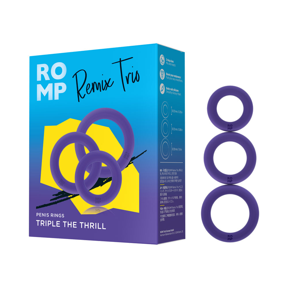 ROMP Remix Trio Penis Ring Set of 3 - Purple