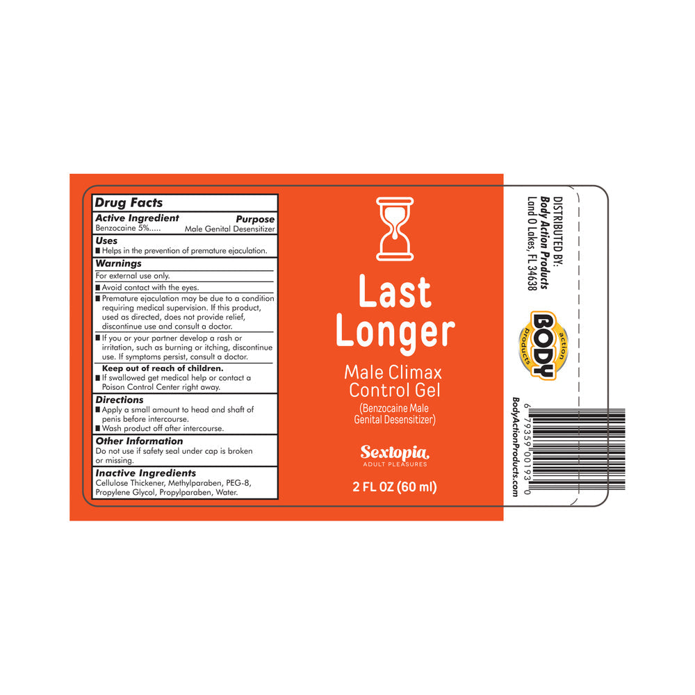 Sextopia Last Longer Male Climax Control Gel 2oz