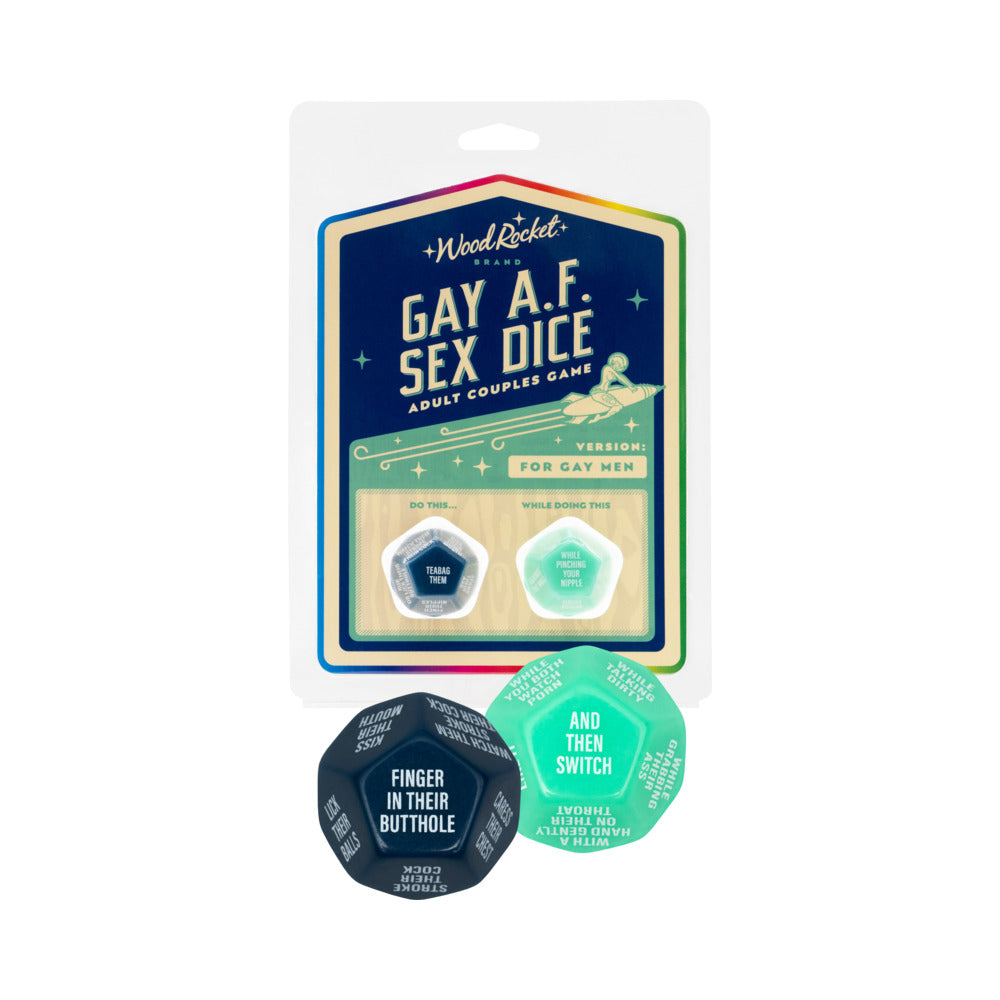 Wood Rocket Gay AF Gay Men Couples Sex Dice Game - Blue
