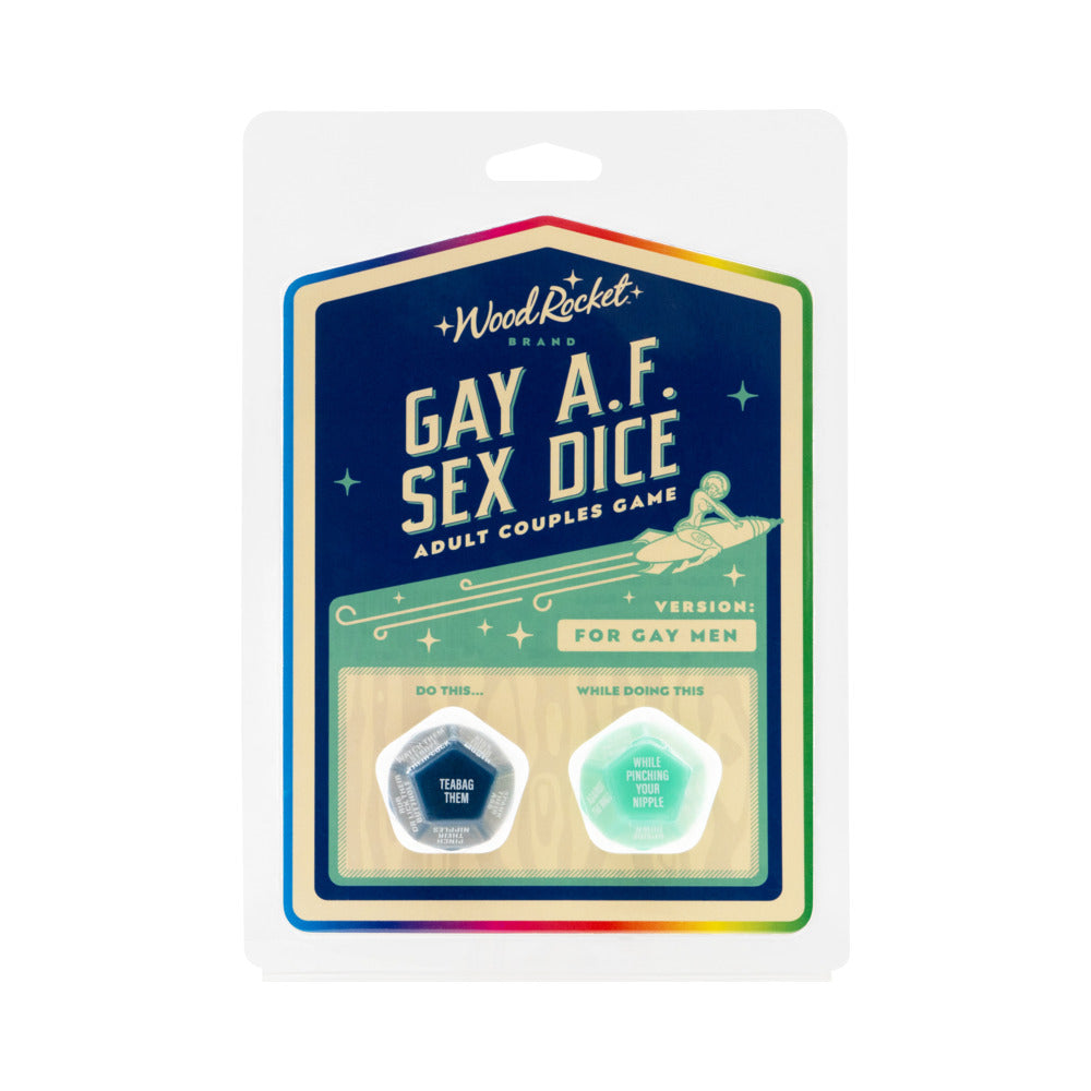 Wood Rocket Gay AF Gay Men Couples Sex Dice Game - Blue