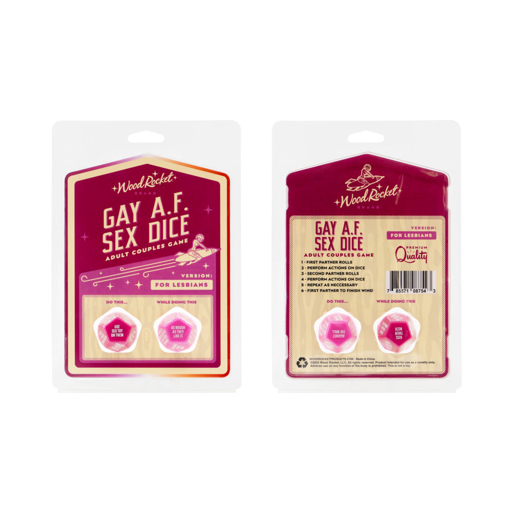 Wood Rocket Gay AF Lesbian Couples Sex Dice Game - Fuchsia