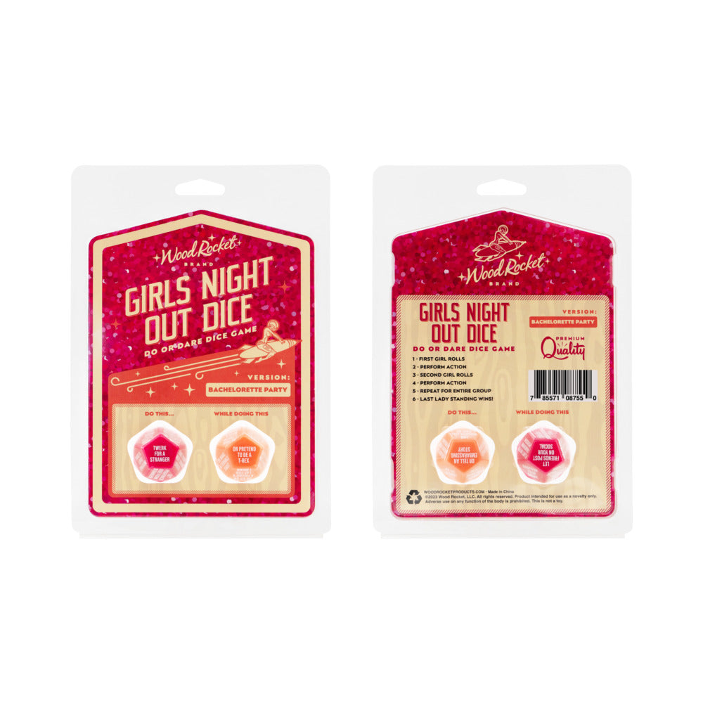 Wood Rocket Girls Night Out Do or Dare Dice Game - Red