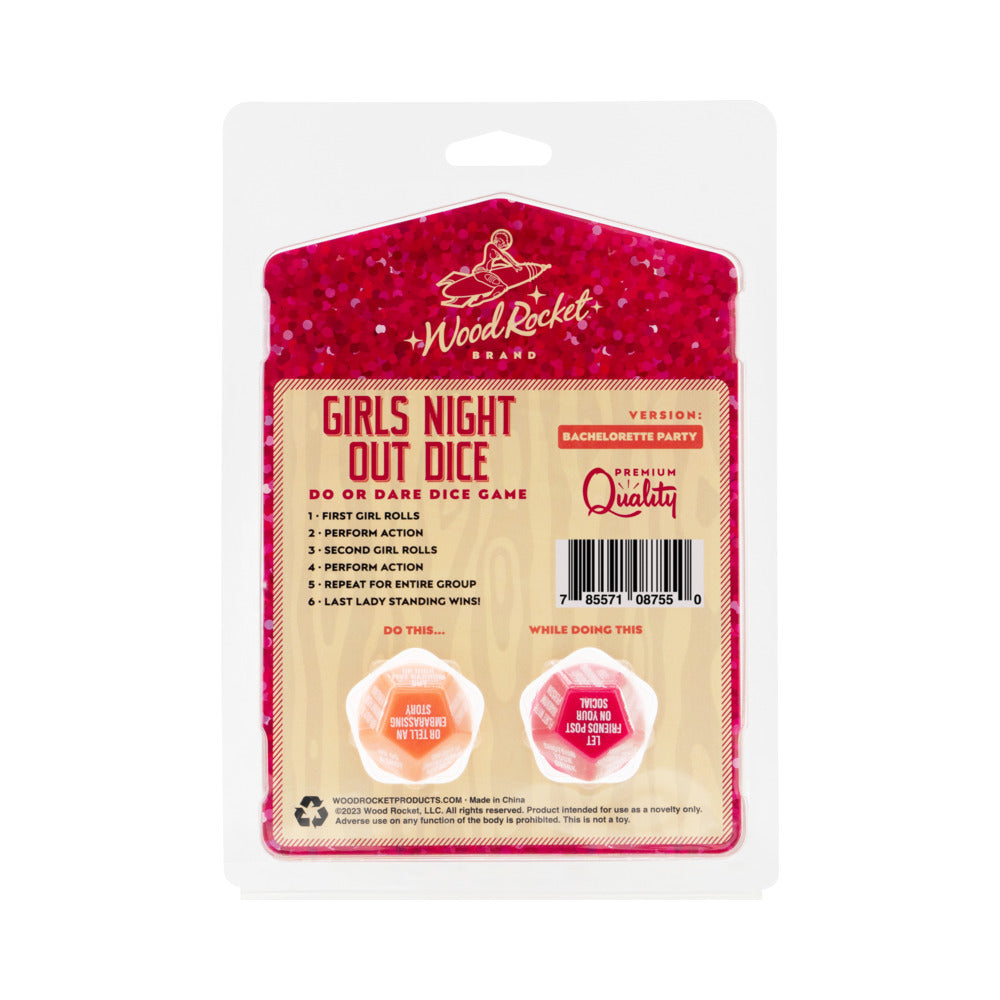 Wood Rocket Girls Night Out Do or Dare Dice Game - Red