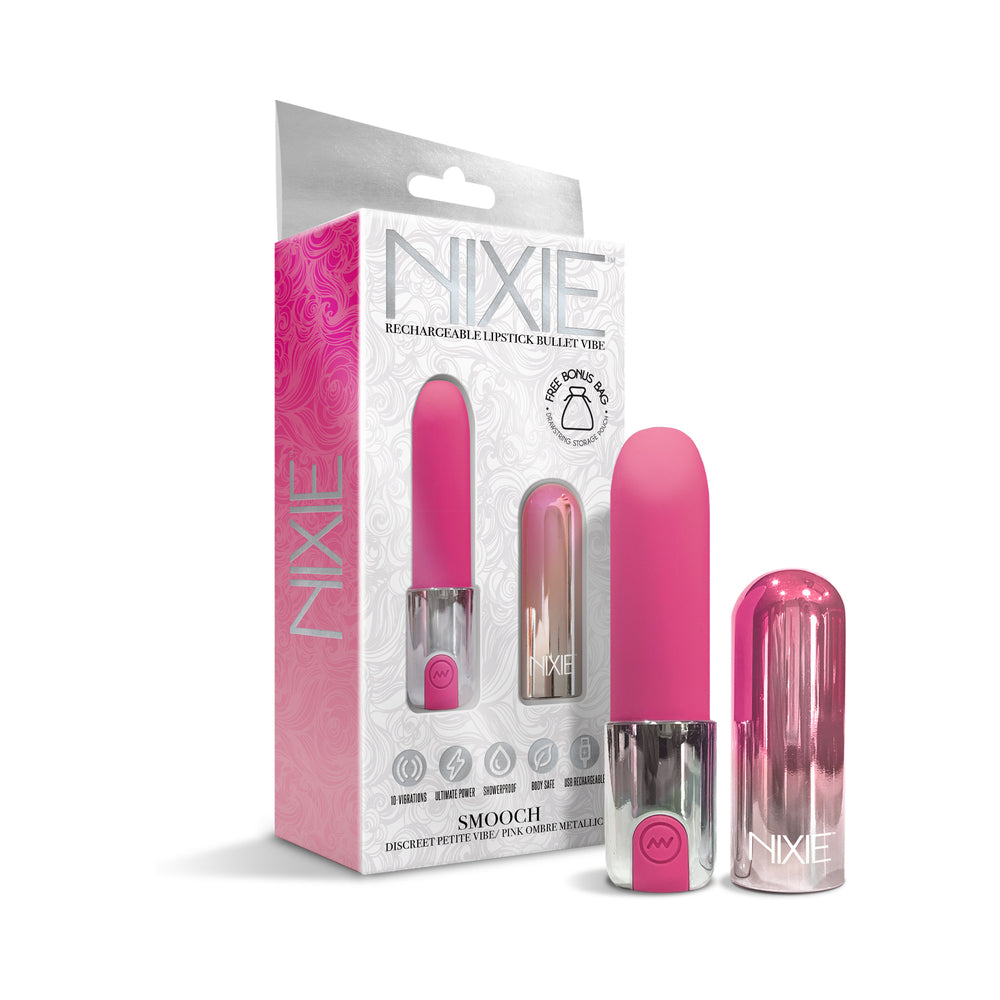 Nixie Smooch Rechargeable Lipstick Vibrator - Pink Ombre
