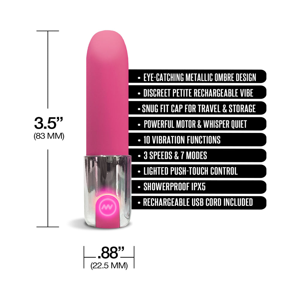 Nixie Smooch Rechargeable Lipstick Vibrator - Pink Ombre