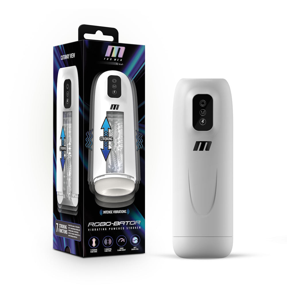 Blush M for Men Robo Bator Powered Vibrating Stroker - White