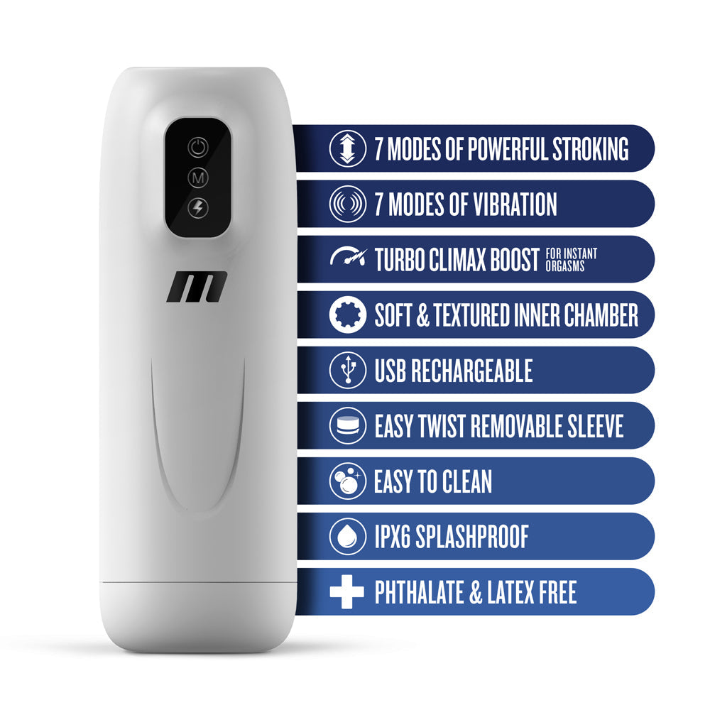 Blush M for Men Robo Bator Powered Vibrating Stroker - White
