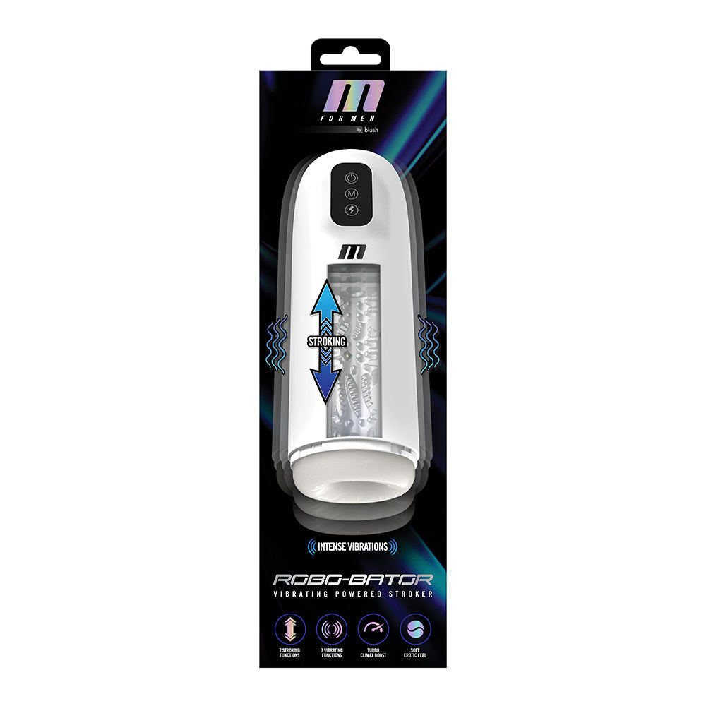 Blush M for Men Robo Bator Powered Vibrating Stroker - White