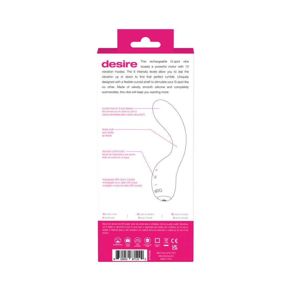 VeDo Desire Rechargeable G-Spot Vibe - Pink