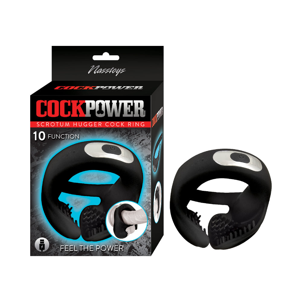 Cockpower Scrotum Hugger Cock Ring - Black