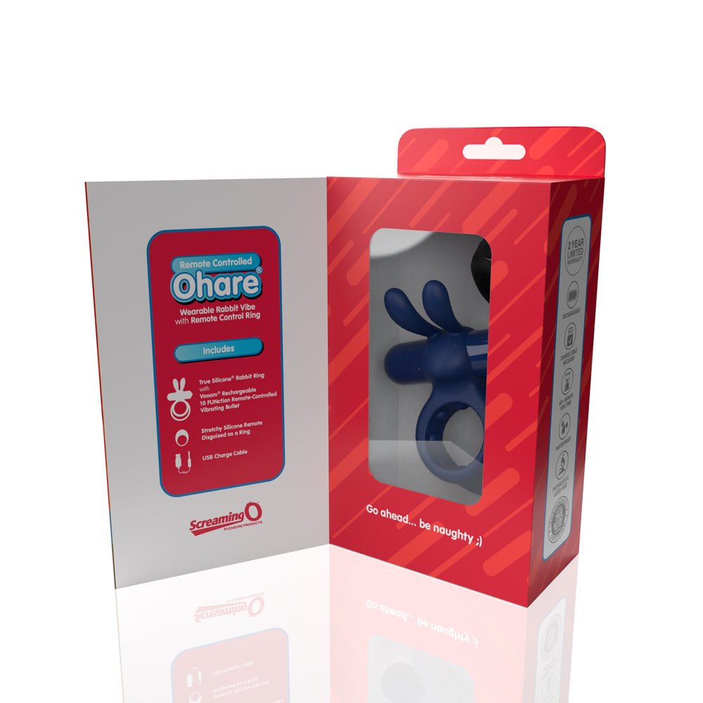 Screaming O Ohare Remote Controlled Vibrating Ring - Blue