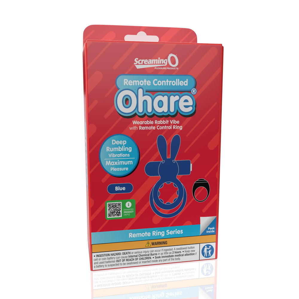 Screaming O Ohare Remote Controlled Vibrating Ring - Blue