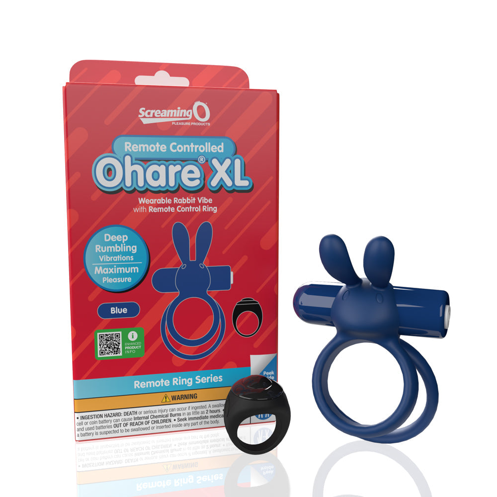 Screaming O Ohare Remote Controlled Vibrating Ring - XL Blue