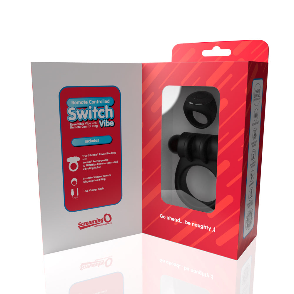 Screaming O Switch Remote Controlled Vibrating Ring - Black