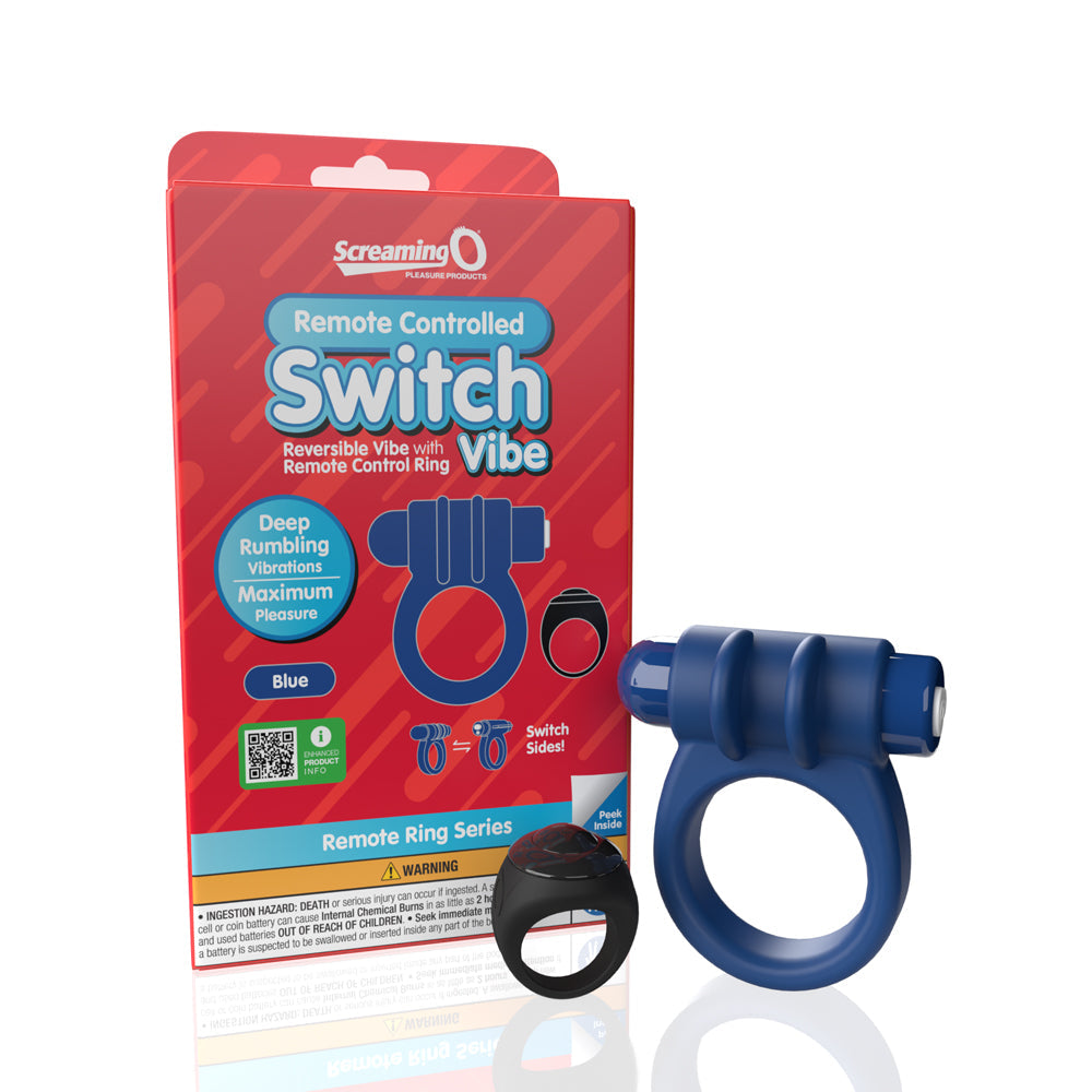 Screaming O Switch Remote Controlled Vibrating Ring - Blue