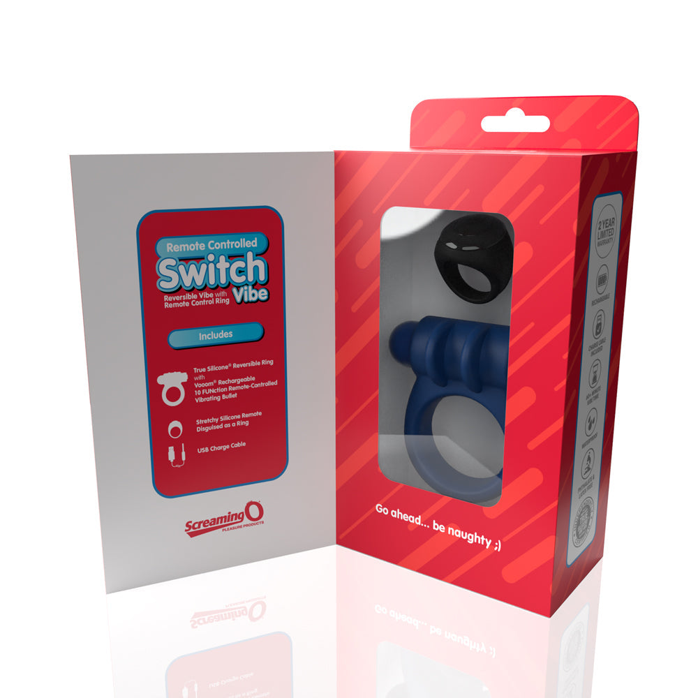 Screaming O Switch Remote Controlled Vibrating Ring - Blue