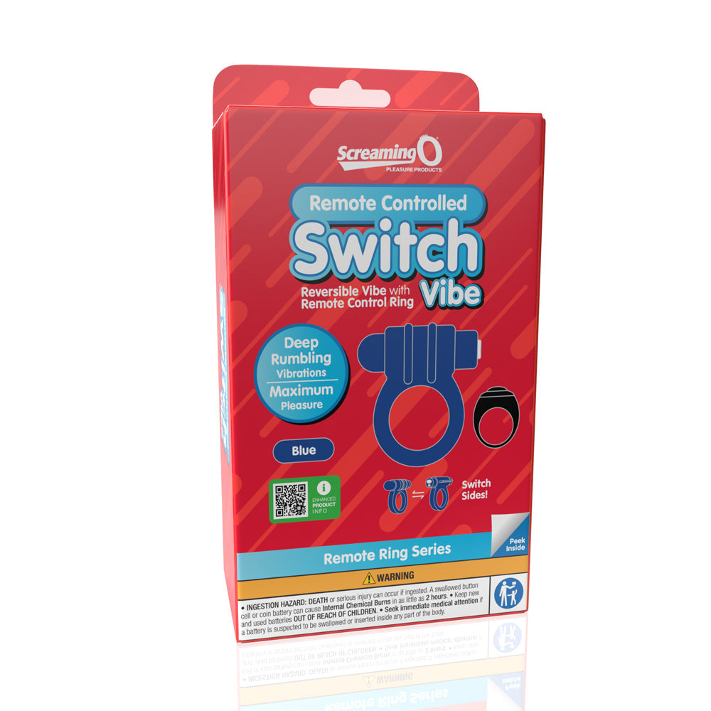 Screaming O Switch Remote Controlled Vibrating Ring - Blue