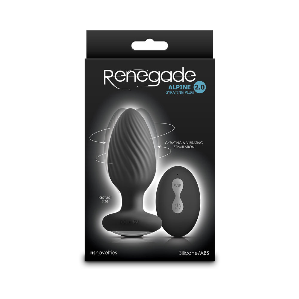 Renegade Alpine 2.0 Gyrating & Vibrating Butt Plug w/Remote - Black