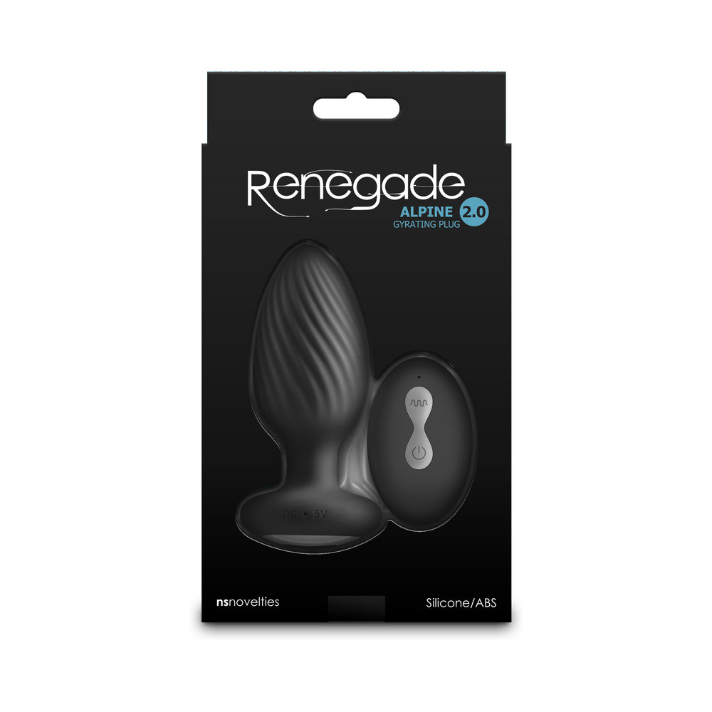Renegade Alpine 2.0 Gyrating & Vibrating Butt Plug w/Remote - Black