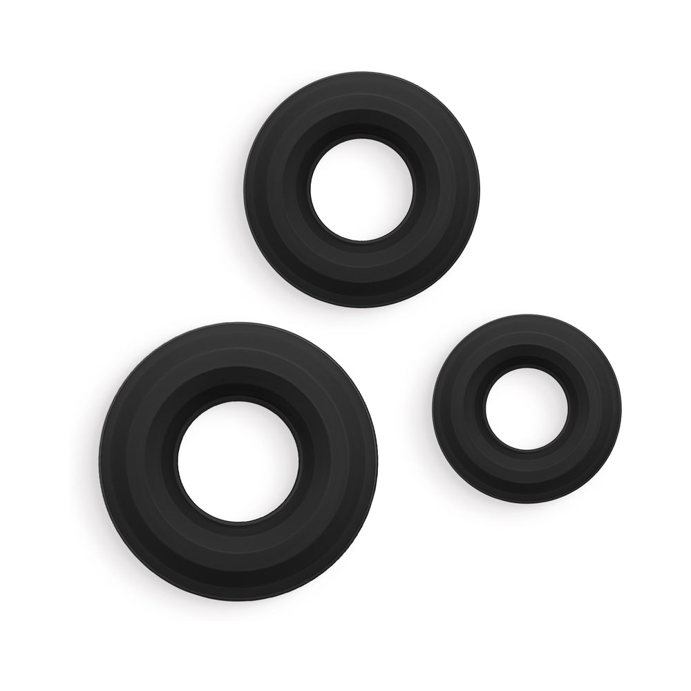 Renegade Fireman Cock Rings - Pack of 3 Black