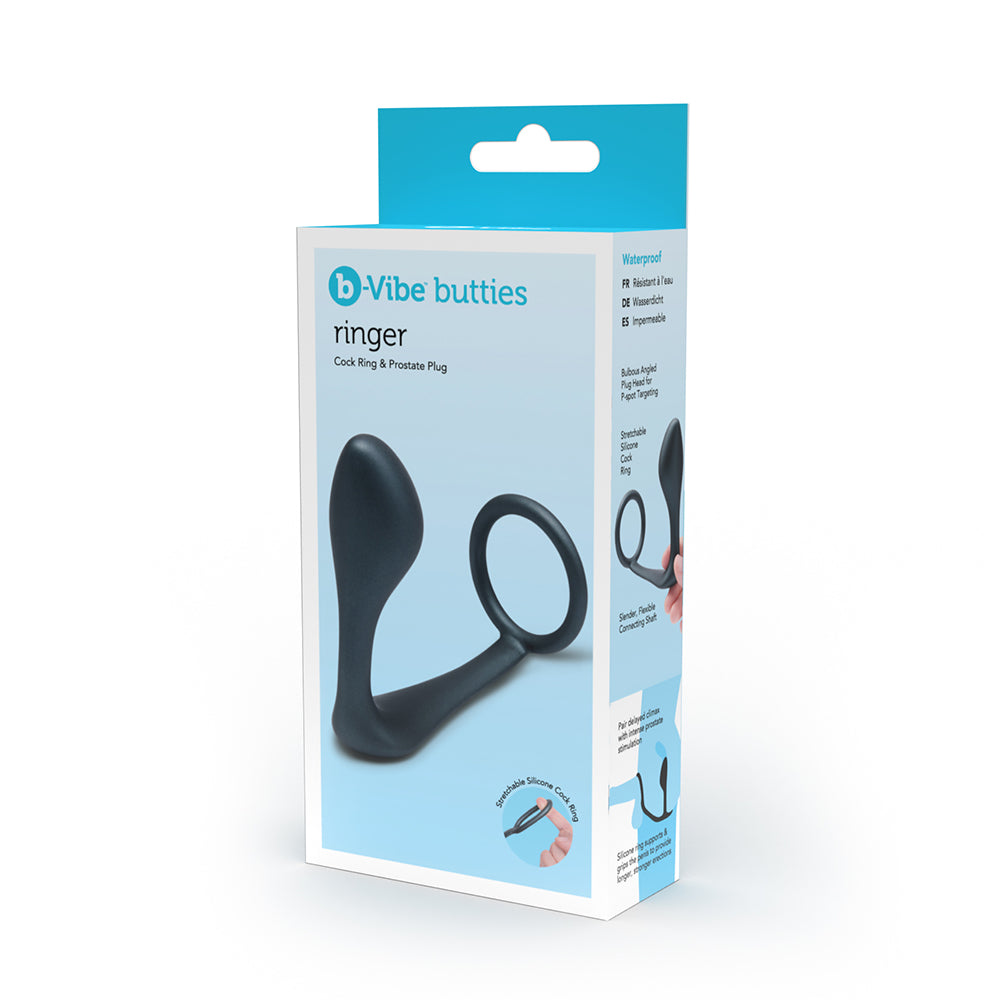 b-Vibe Butties Ringer Cock Ring & Prostate Plug - Black