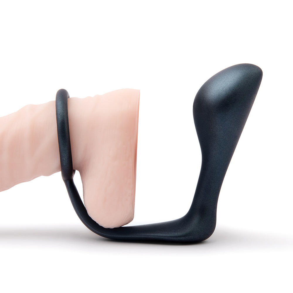 b-Vibe Butties Ringer Cock Ring & Prostate Plug - Black