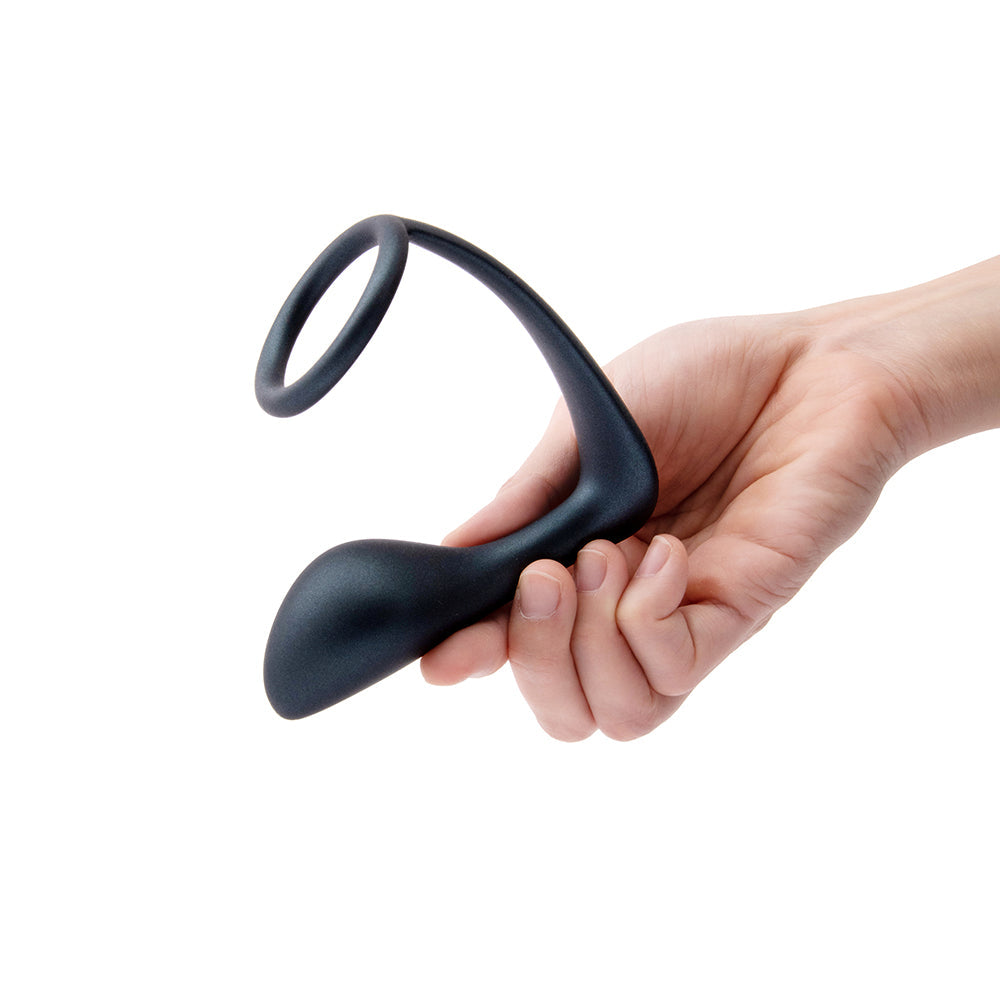 b-Vibe Butties Ringer Cock Ring & Prostate Plug - Black