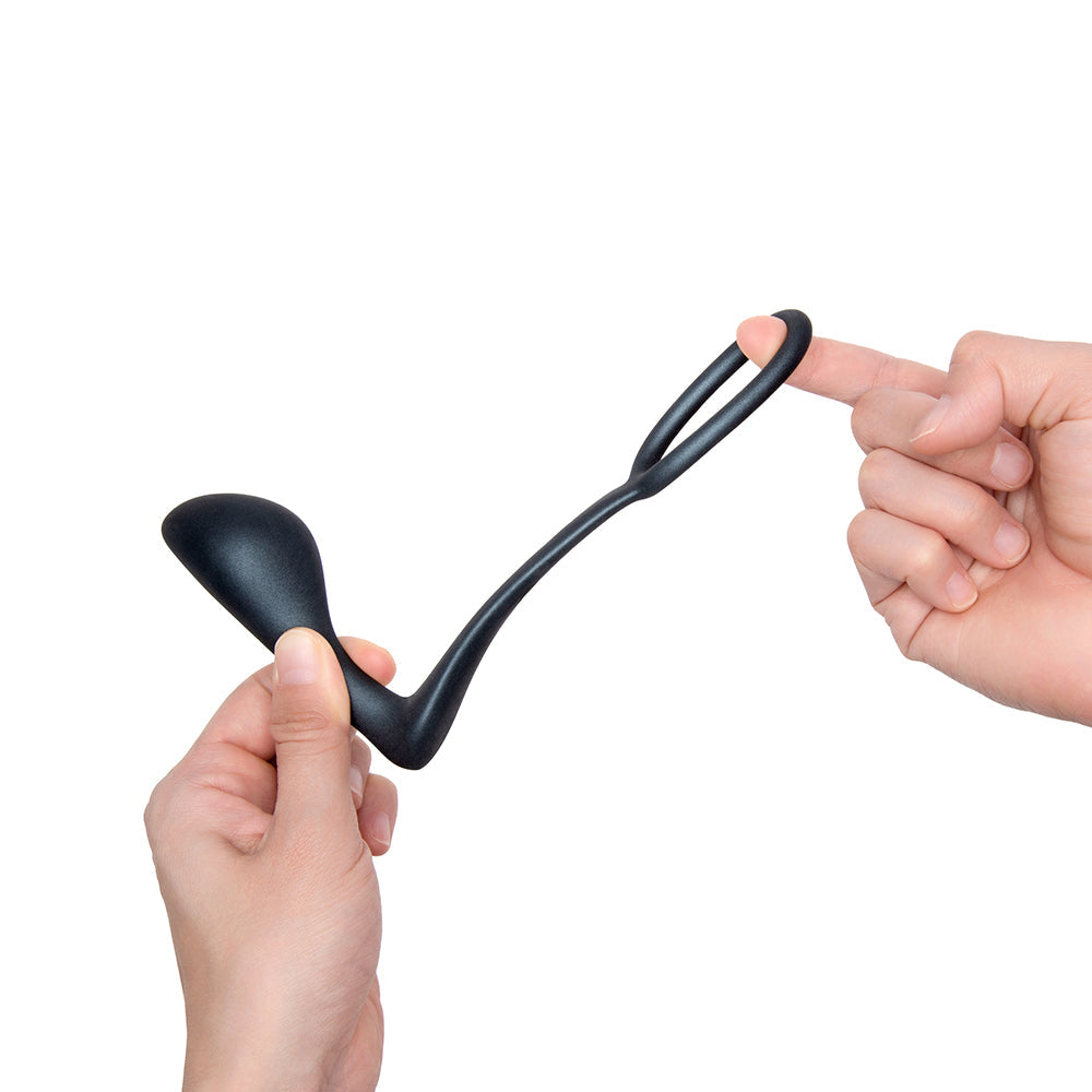 b-Vibe Butties Ringer Cock Ring & Prostate Plug - Black