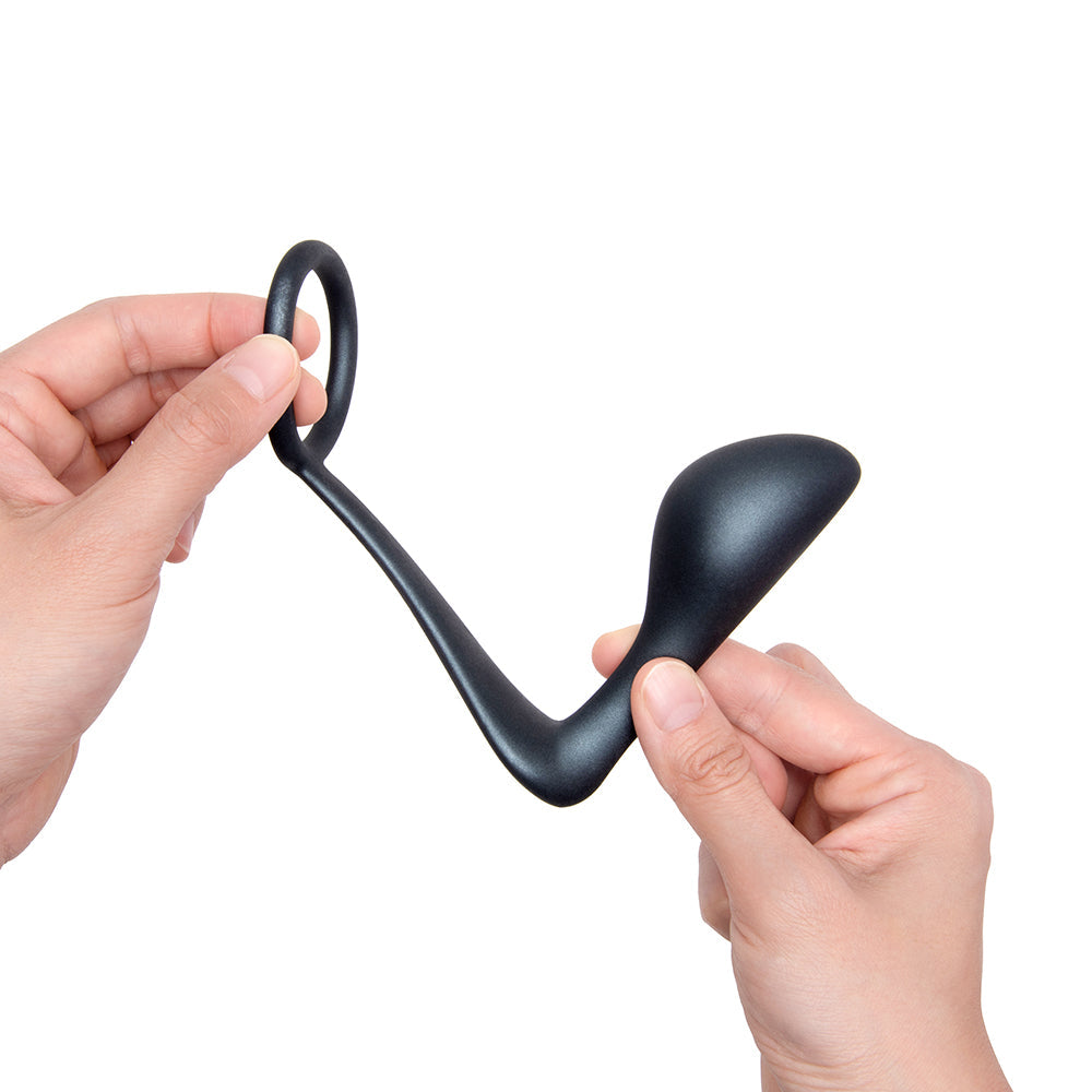 b-Vibe Butties Ringer Cock Ring & Prostate Plug - Black