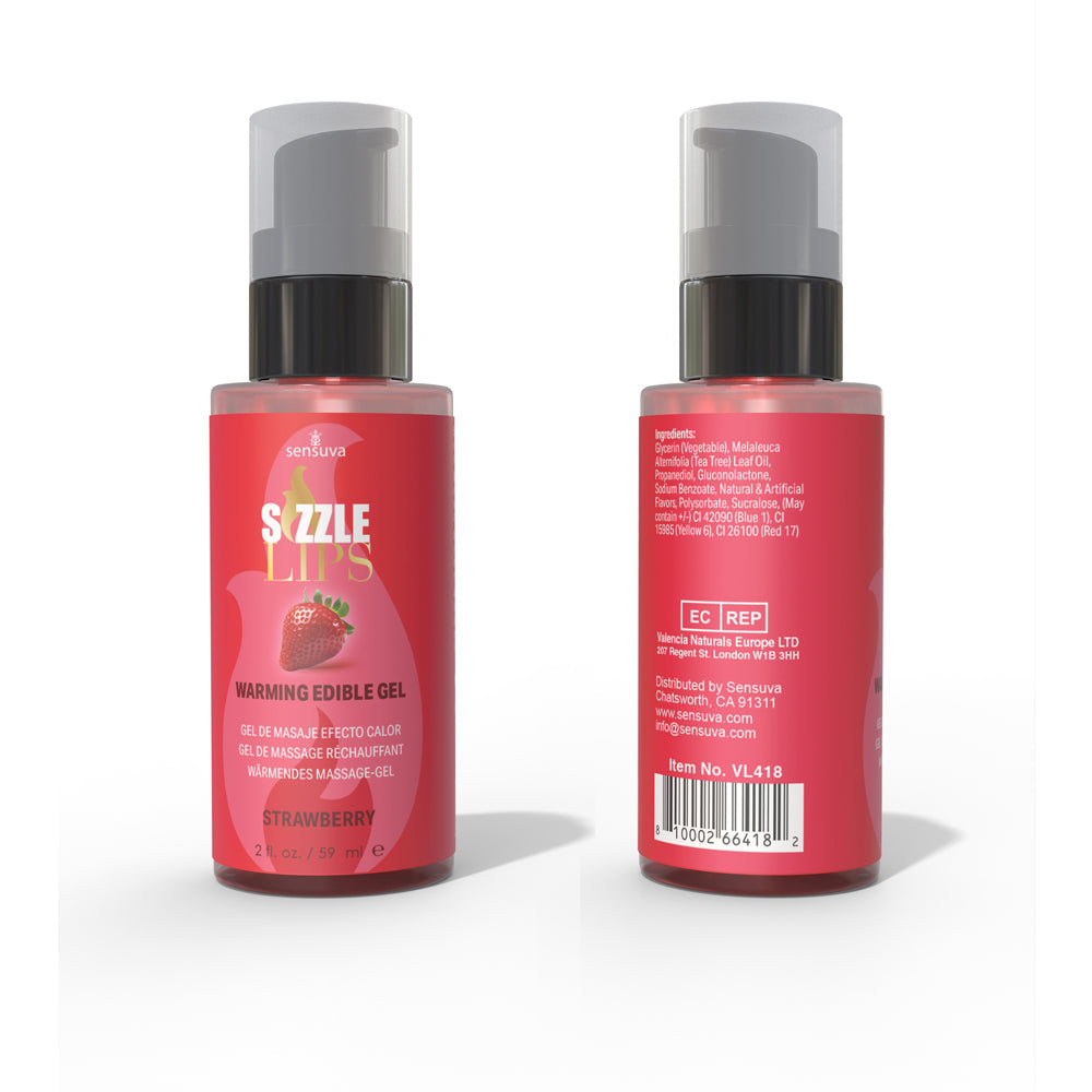 Sensuva Sizzle Lips Warming Gel-Strawberry 2oz