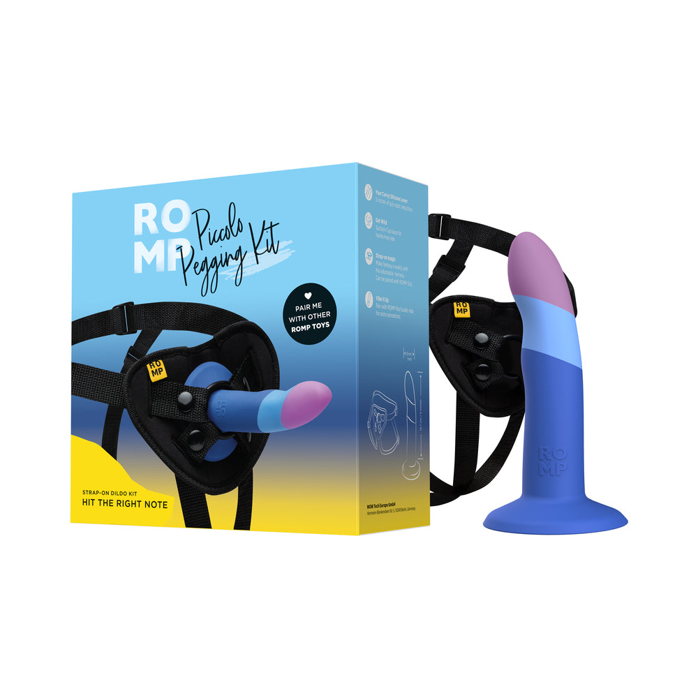 ROMP Piccolo 3 Color 5.5" Dildo Pegging Kit - Blue