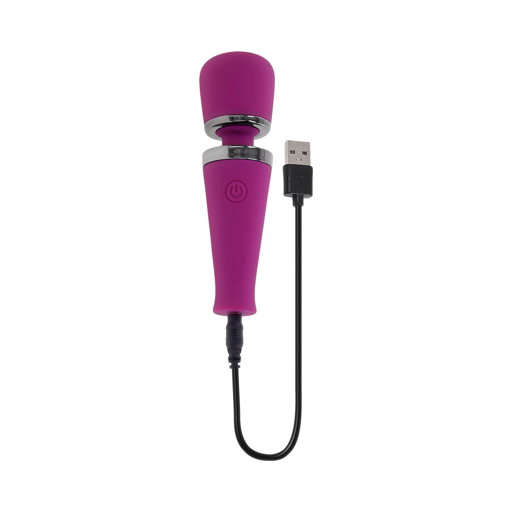Playboy Pleasure Mic Drop Petite Wand Vibrator - Fuschia