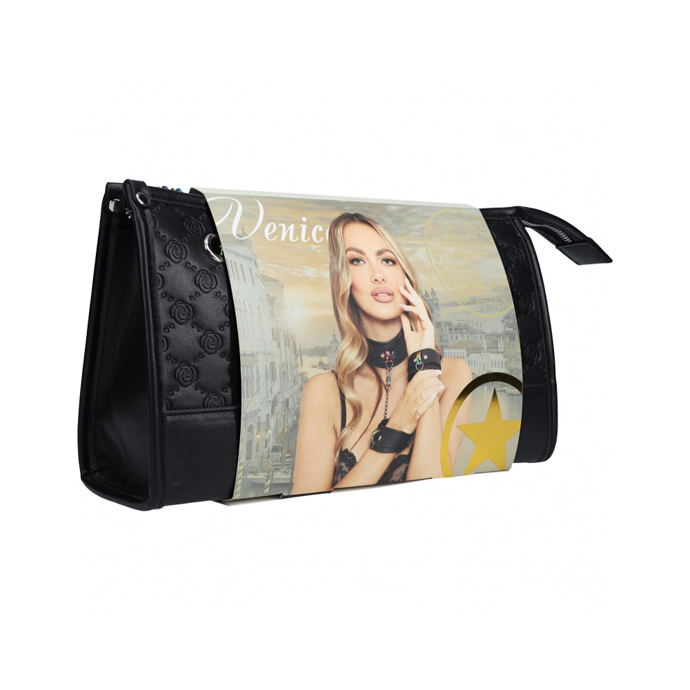 Shots Ouch! Venice Collection Bondage Kit w/Bag - Black/Iridescent