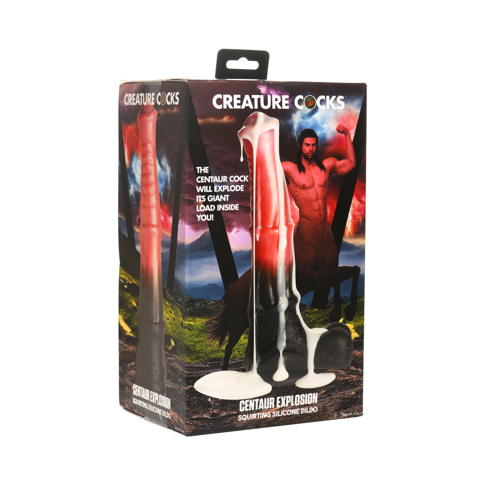 Creature Cocks Centaur Explosion Squirting Silicone Dildo - Black/Peach