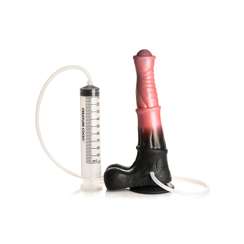Creature Cocks Centaur Explosion Squirting Silicone Dildo - Black/Peach