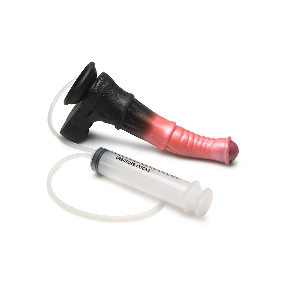 Creature Cocks Centaur Explosion Squirting Silicone Dildo - Black/Peach