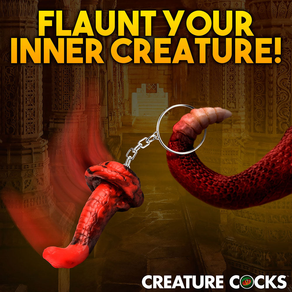 Creature Cocks King Cobra Silicone Key Chain - Black/Red
