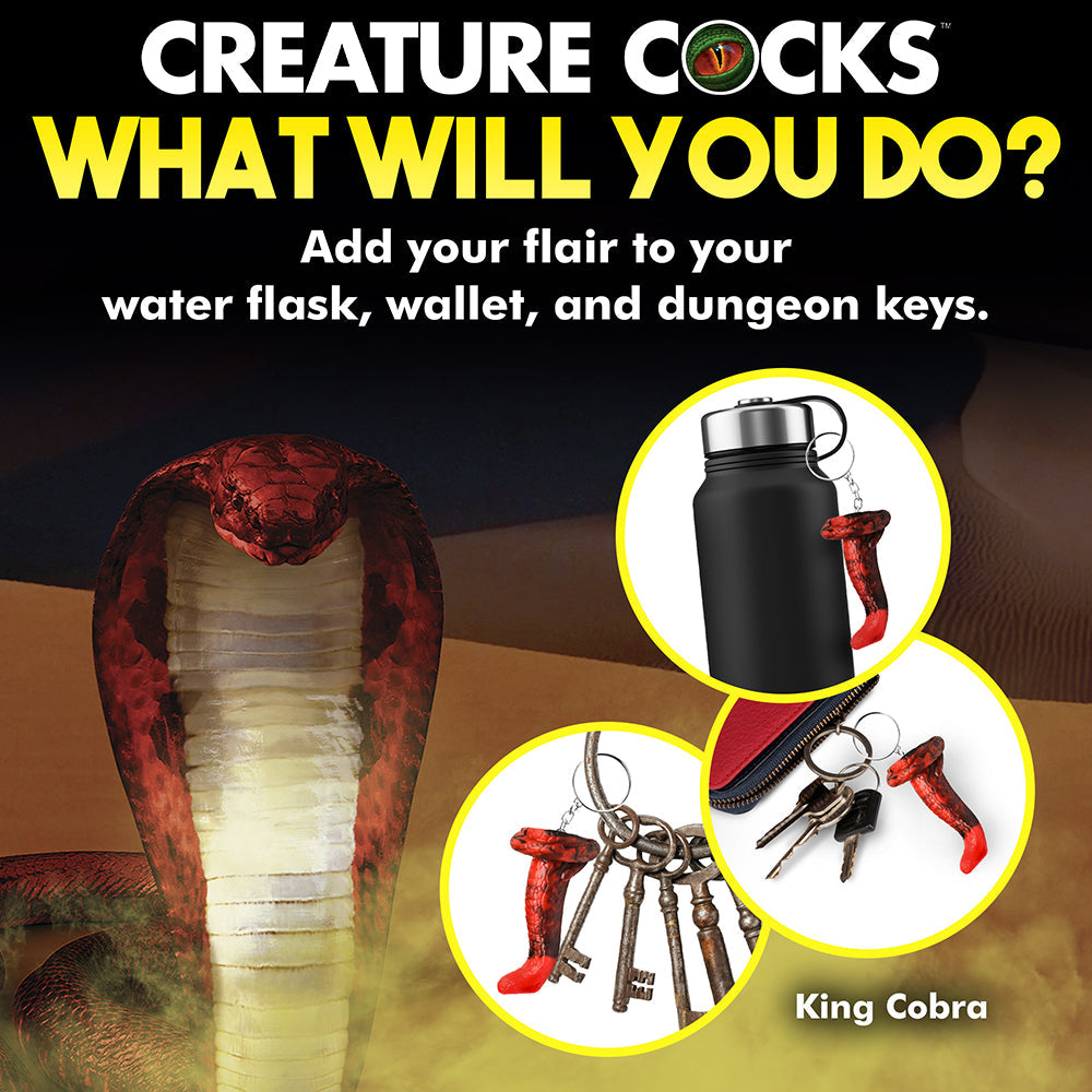 Creature Cocks King Cobra Silicone Key Chain - Black/Red