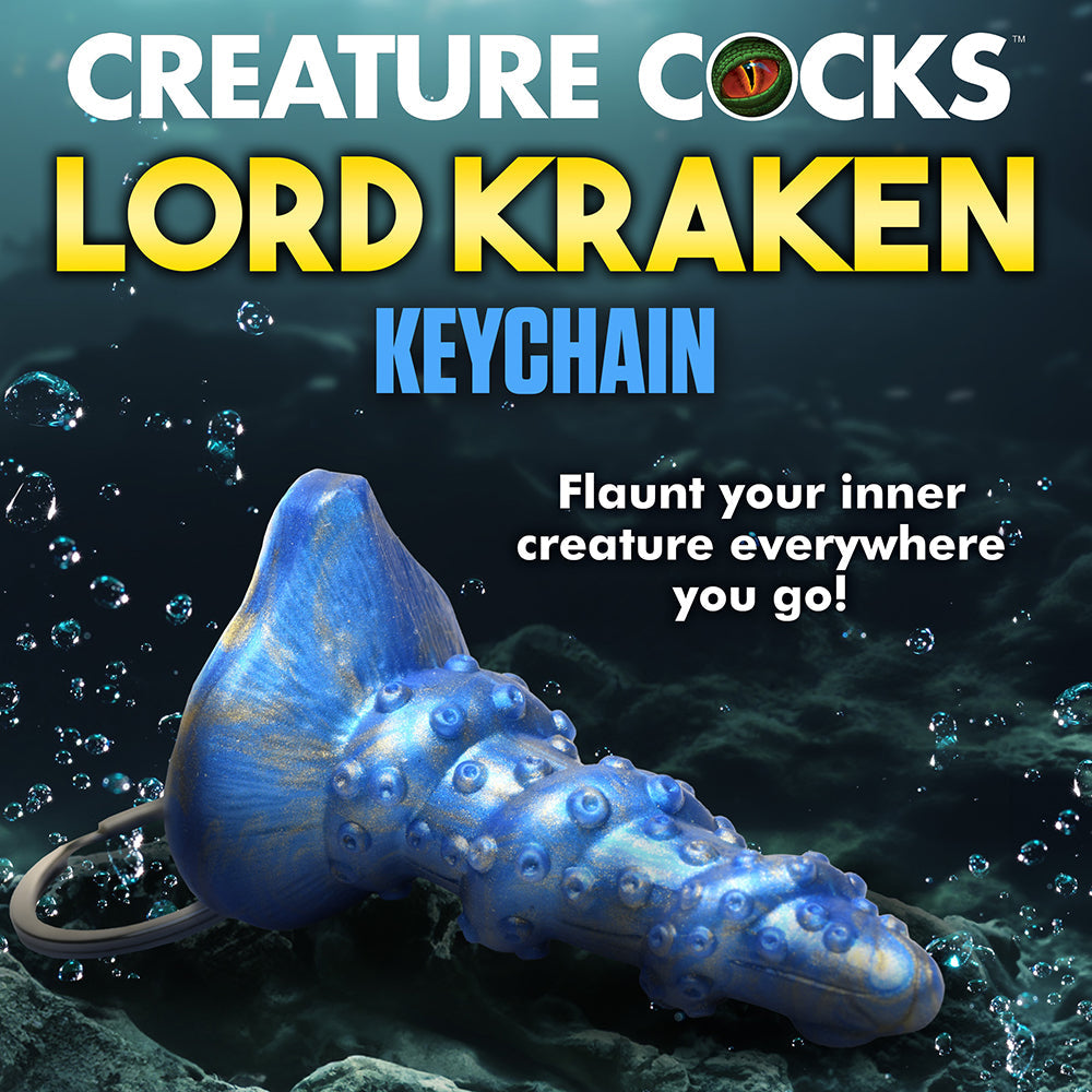 Creature Cocks Lord Kraken Silicone Key Chain - Blue