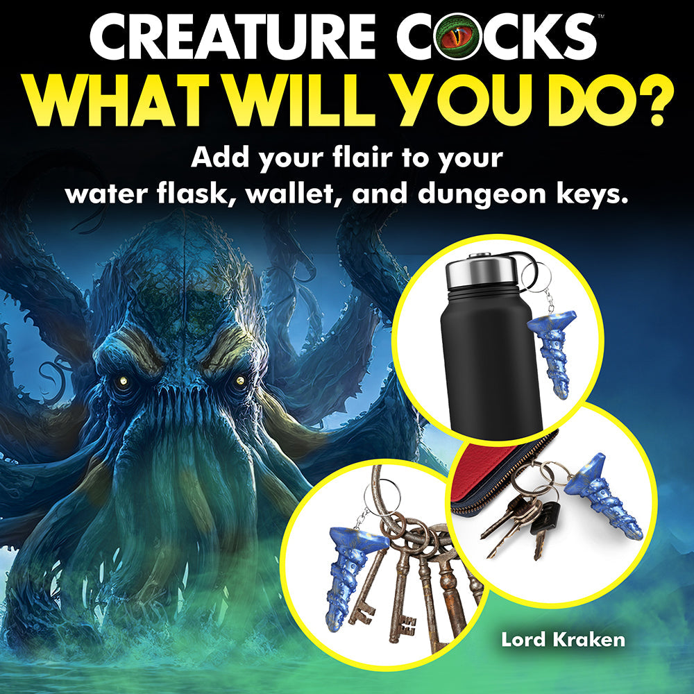 Creature Cocks Lord Kraken Silicone Key Chain - Blue